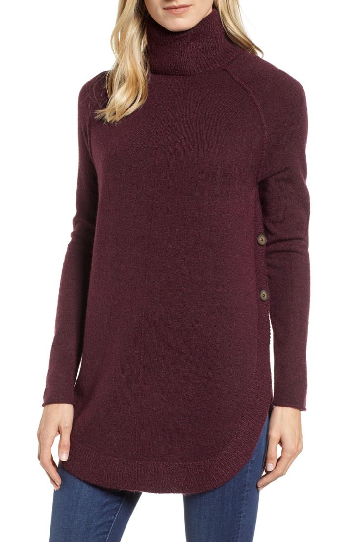 Women's Caslon Turtleneck Tunic Top - Burgundy