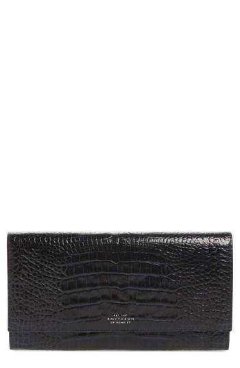 Women's Smythson Mara Marshall Croc Embossed Leather Travel Wallet -