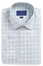 Men's David Donahue Trim Fit Plaid Dress Shirt .5 32/33 - Green