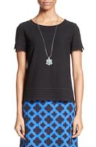 Women's St. John Collection Mini Tile Stripe Knit Top, Size - Black