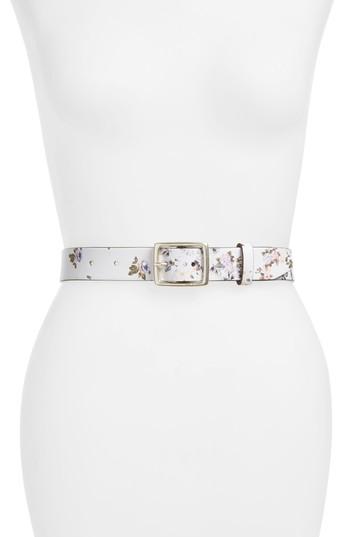 Women's Rag & Bone Boyfriend Floral Leather Belt - Ivory Floral