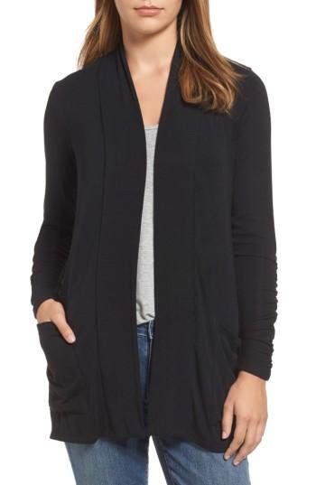 Women's Bobeau Ruched Sleeve Cardigan - Black