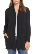 Women's Bobeau Ruched Sleeve Cardigan - Black