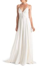 Women's Joanna August Joplin Slit Front A-line Wedding Dress - White