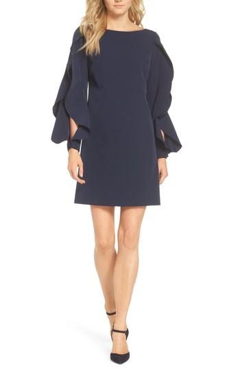 Women's Vince Camuto Crepe Ruffle Sleeve Shift Dress - Blue