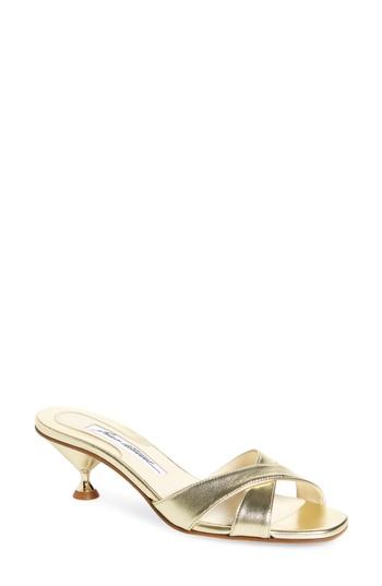 Women's Brian Atwood Cinzia Crisscross Slide Us / 35eu - Metallic