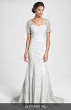 Women's Olia Zavozina 'ivy' Metallic Lace Trumpet Gown, Size - Ivory