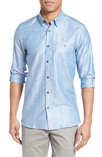 Men's Ted Baker London Laavno Extra Trim Fit Linen Blend Sport Shirt