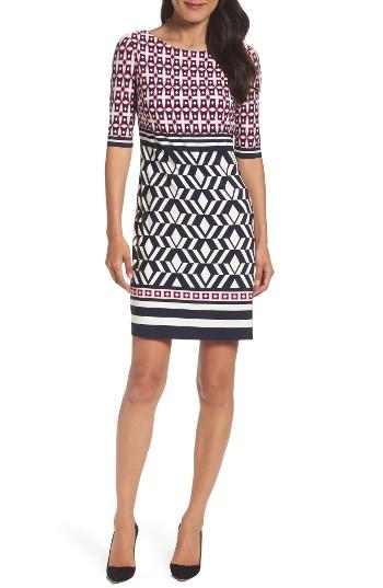 Petite Women's Eliza J Print Shift Dress P - Pink