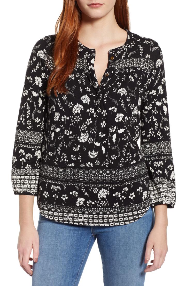 Women's Lucky Brand Floral Print Henley Top