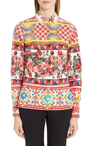 Women's Dolce & Gabbana Print Poplin Shirt