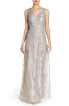 Women's Adrianna Papell Beaded A-line Gown - Grey