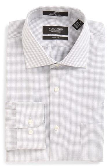 Men's Nordstrom Men's Shop Trim Fit Non-iron Check Dress Shirt 32/33 - Black