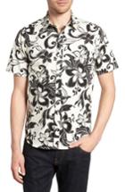 Men's Jeff Odessa Tailored Fit Floral Sport Shirt - White