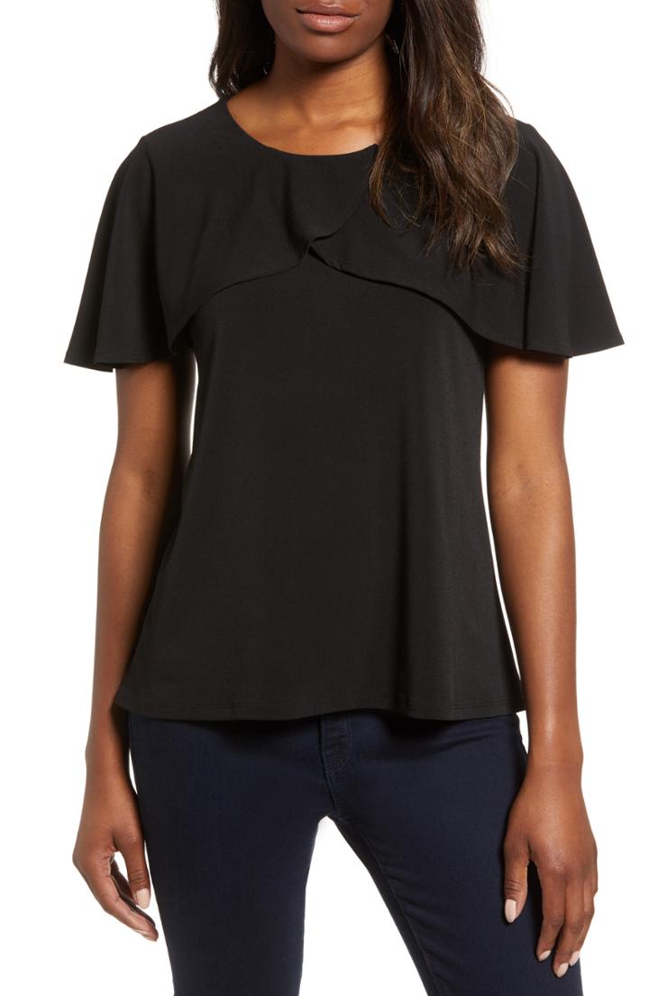 Women's Chaus Ruffle Neck Crepe Knit Top