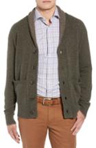 Men's Peter Millar Merino Wool & Yak Down Shawl Collar Cardigan, Size - Beige