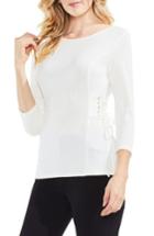 Women's Vince Camuto Lace-up Ribbed Top, Size - White