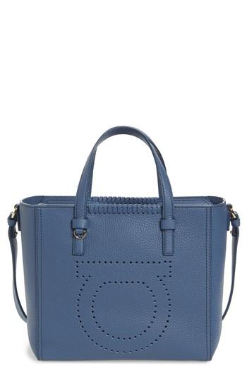 Salvatore Ferragamo Small Pebbled Leather Tote - Blue