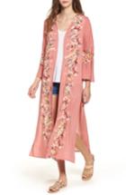 Women's Love, Fire Placed Floral Kimono - Pink