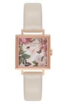 Women's Olivia Burton Square Faux Leather Strap Watch, 23mm