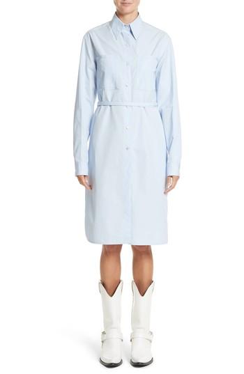 Women's Calvin Klein 205w39nyc Lace-up Back Cotton Poplin Dress Us / 44 It - Blue