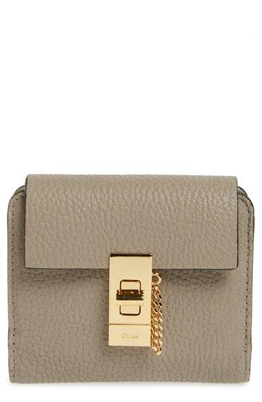 Women's Chloe 'drew' Calfskin Leather Square Wallet - Grey