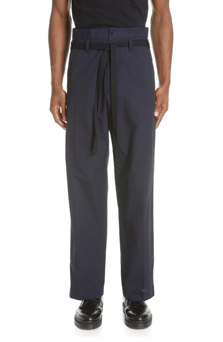 Men's Dries Van Noten Panko Belted Wide Leg Pants Eu - Blue