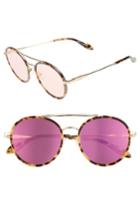 Women's Sonix Charli 50mm Mirrored Lens Round Sunglasses - Brown Tortoise/ Pink Mirror