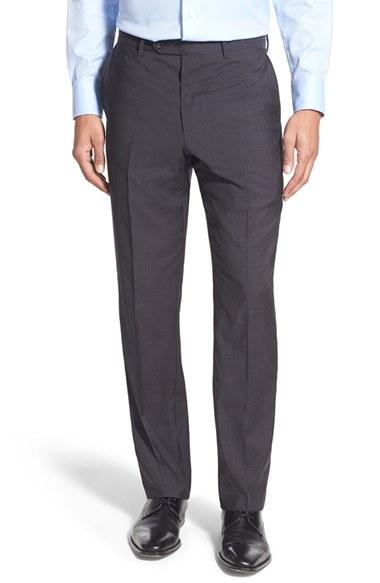 Men's John W. Nordstrom Flat Front Solid Wool Trousers - Grey