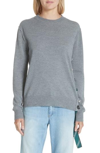 Women's Marc Jacobs Button & Scarf Detail Wool Sweater - Grey
