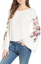 Women's Cupcakes And Cashmere Aldona Embroidered Bell Sleeve Top - Ivory