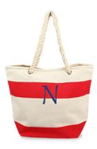 Cathy's Concepts Monogram Stripe Canvas Tote - Red