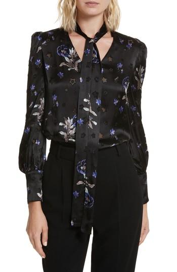 Women's Rebecca Taylor Floral Violet Top - Black