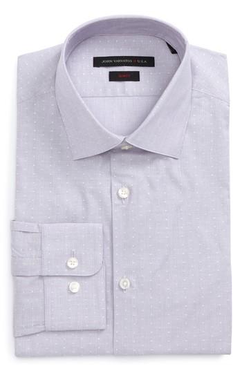 Men's John Varvatos Star Usa Slim Fit Stripe Dot Dress Shirt R - Purple
