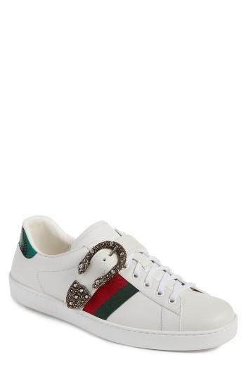 Men's Gucci New Ace Dionysus Buckle Low Top Sneaker .5us / 10.5uk - White