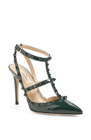 Valentino 'punkouture' T-strap Pump Dark Green