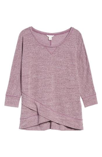 Petite Women's Caslon Crossover Front Tee P - Purple