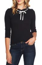 Women's Cece Ribbon Detail Sweater, Size - Black