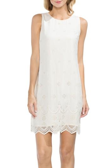 Women's Vince Camuto Scalloped Eyelet Shift Dress - White