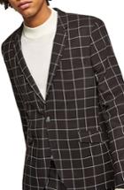 Men's Topman Skinny Fit Windowpane Suit Jacket 32 - Black