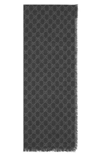 Men's Gucci Gg Black Web Wool Scarf, Size - Black