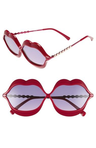 Women's Wildfox 'lip Service' 65mm Sunglasses - Red/ Purple Gradient