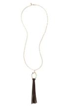 Women's Canvas Jewelry Stone & Leather Tassel Necklace