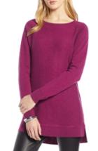 Petite Women's Halogen High/low Wool & Cashmere Tunic Sweater P - Purple
