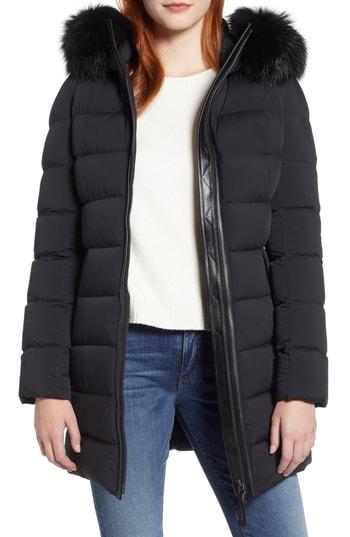Women's Mackage Calla Genuine Fox Fur Trim Hooded Down Coat - Black