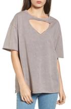 Women's Socialite Front Cutout Tee - Grey