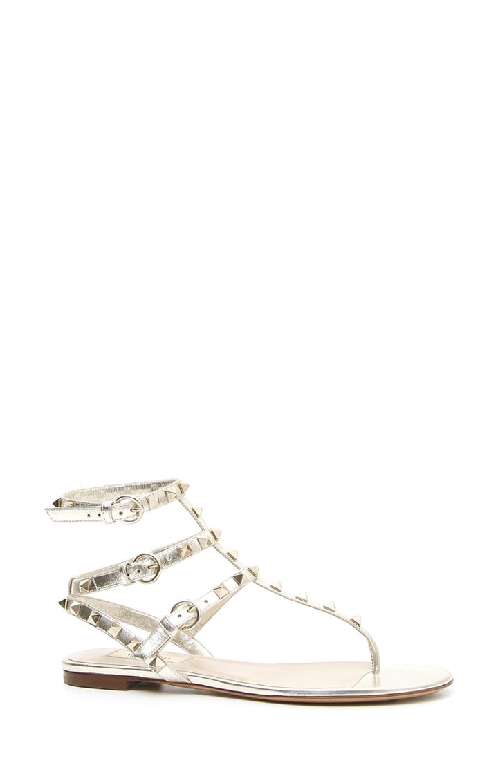 Women's Valentino Garavani Rockstud Sandal Us / 34eu - Metallic