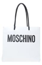 Moschino Large Logo Transformers Print Leather Tote - White