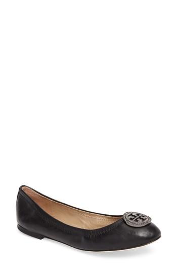 Women's Tory Burch Liana Ballet Flat .5 M - Black