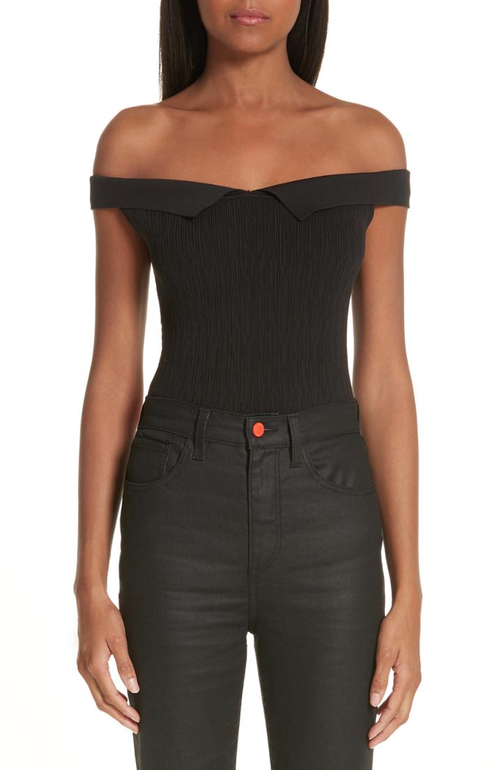 Women's Simon Miller X Paramount Grease Ribbed Off The Shoulder Top - Black